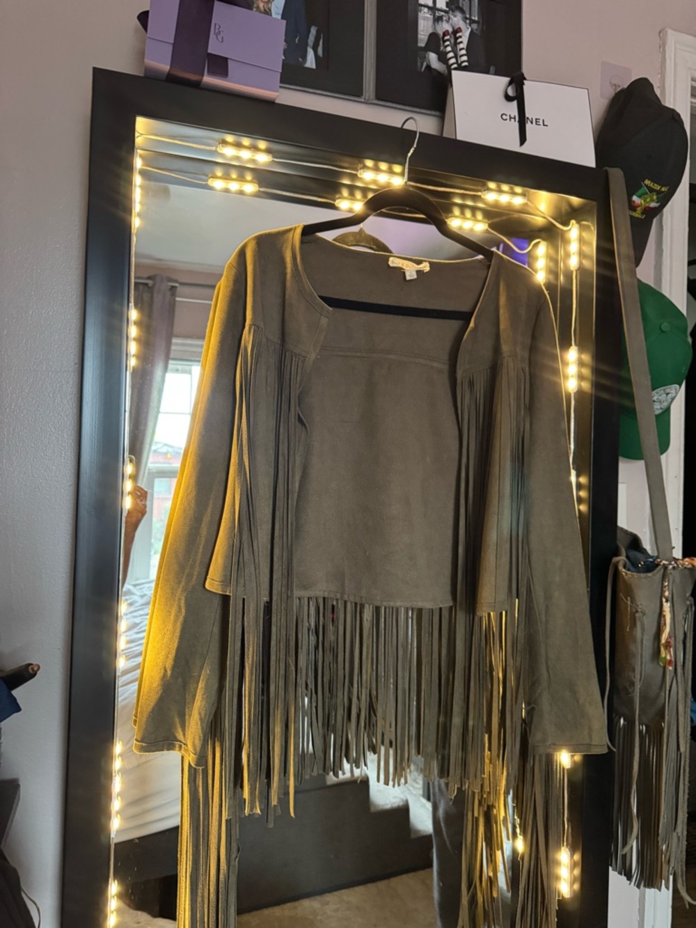 Hot & Delicious Olive Green Suede Fringe Jacket